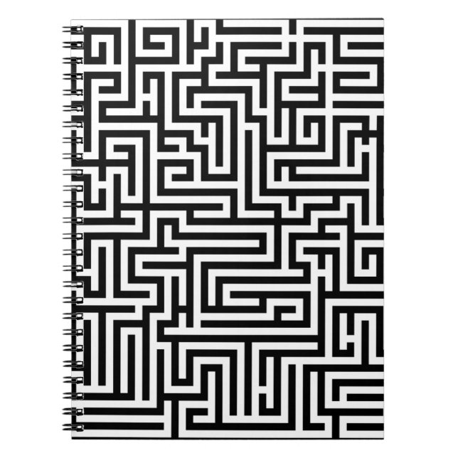 Cuaderno Laberinto Patrón de Laberinto en Negro y Blanco (Frente)
