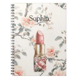 Cuaderno Labial Floral Rosas Melocotón Bonito