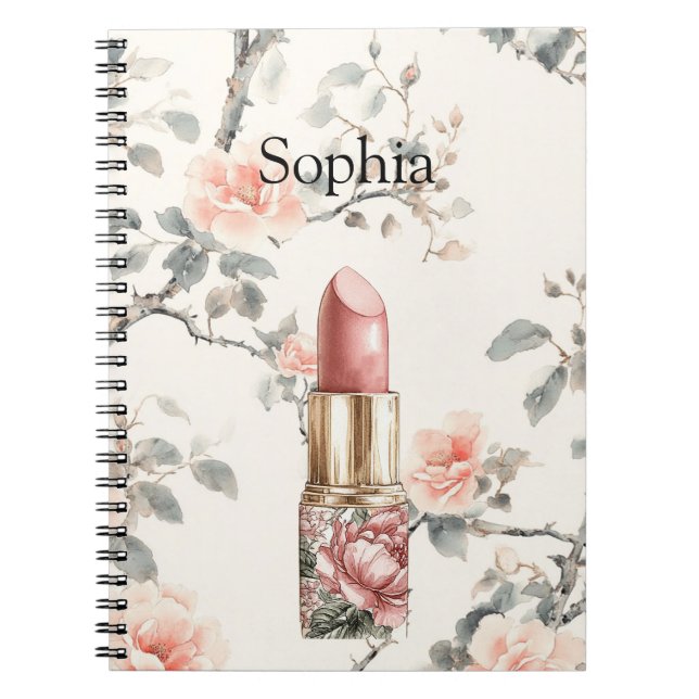Cuaderno Labial Floral Rosas Melocotón Bonito (Frente)