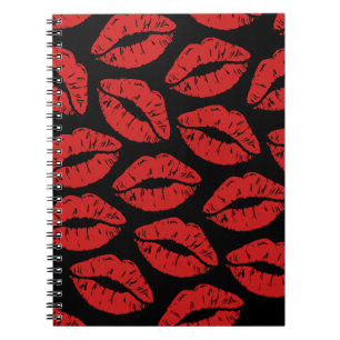 Cuaderno Labial rojo bonito besos besa patrón de labios