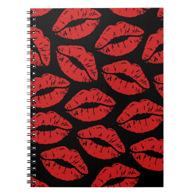 Cuaderno Labial rojo bonito besos besa patrón de labios (Frente)