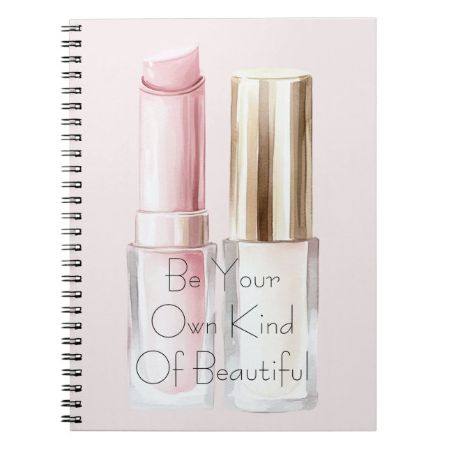 Cuaderno Labial Rosa Blanco Esmalte de Uñas Marfil (Frente)