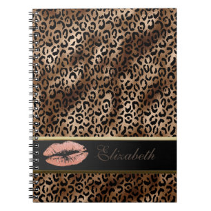 Cuaderno Labios Brillantes con Patrón de Leopardo Elegante