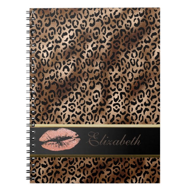 Cuaderno Labios Brillantes con Patrón de Leopardo Elegante (Frente)