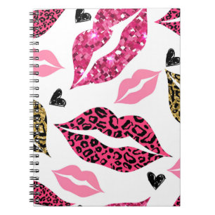 Cuaderno Labios brillantes: Patrón de moda Leopard