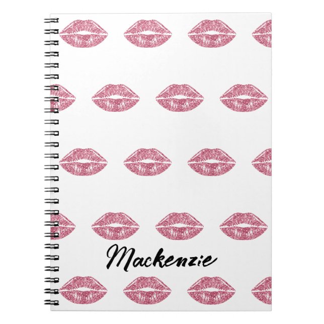 Cuaderno Labios con Brillo Rosa con Nombre Personalizado (Frente)