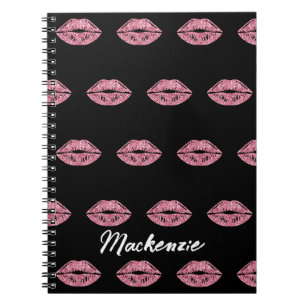 Cuaderno Labios con Brillo Rosa con Nombre Personalizado so