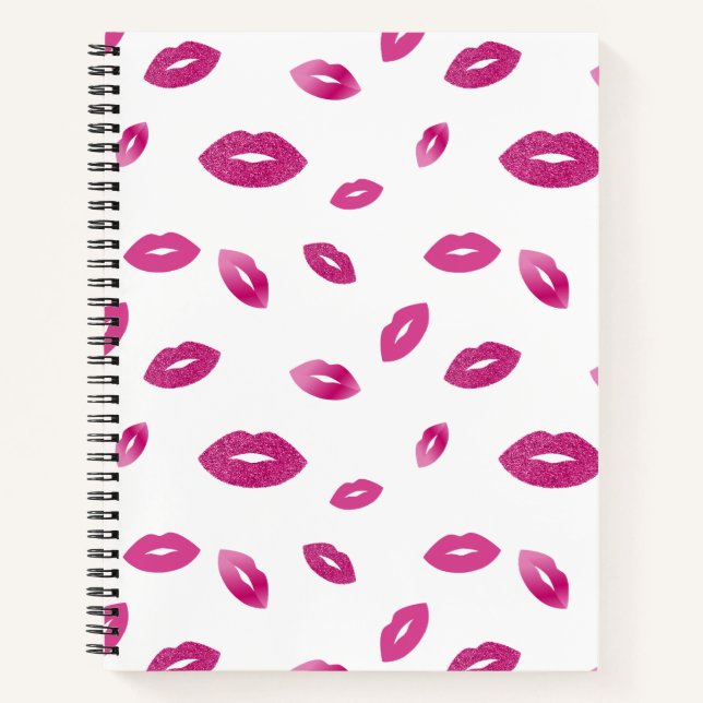 Cuaderno Labios con purpurina rosa (Anverso)