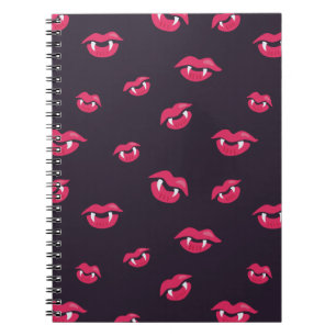 Cuaderno Labios De Vampiro Y Fangs Patrón Gótico