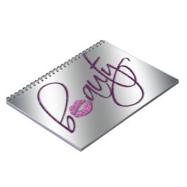 Cuaderno Labios del purpurina del rosa de la cosmetología