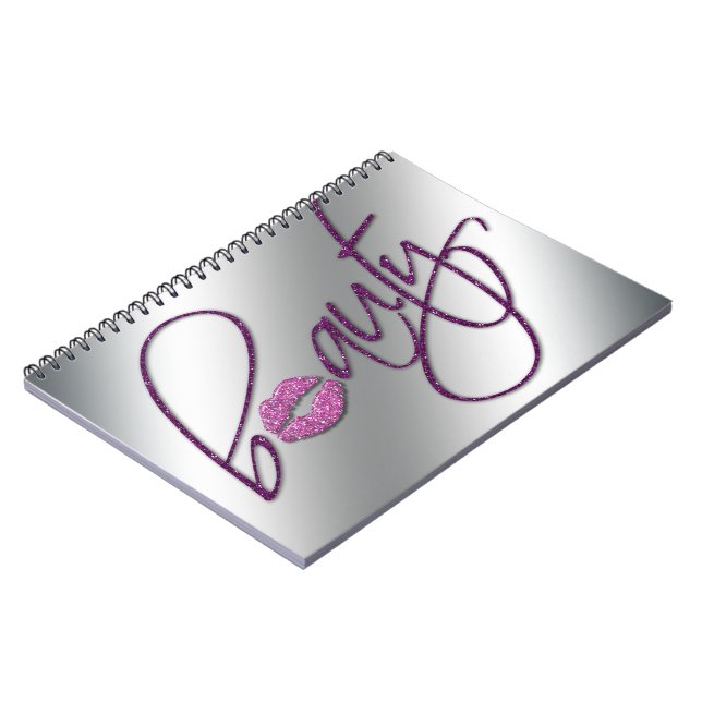 Cuaderno Labios del purpurina del rosa de la cosmetología