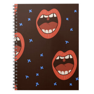 Cuaderno Labios dibujados a mano: Patrón de boca suave.