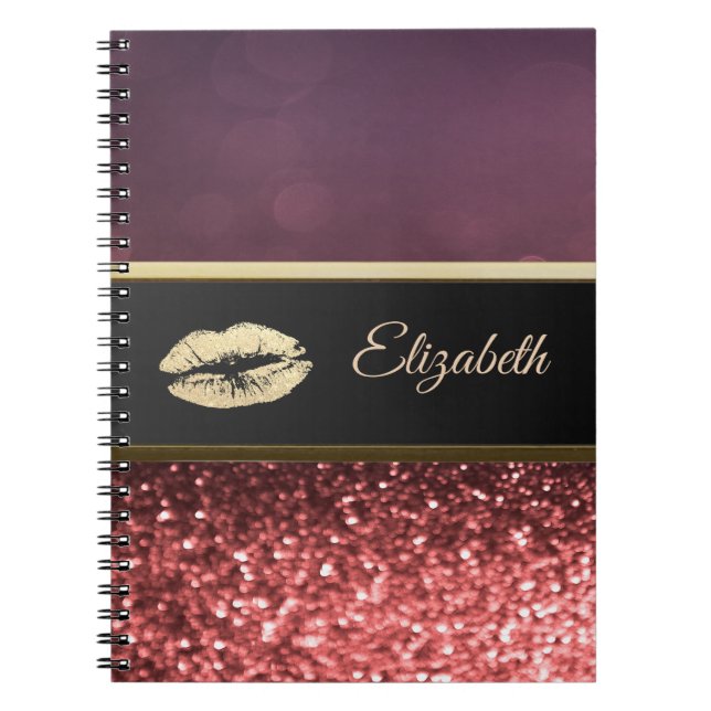 Cuaderno Labios Elegantes con Brillo Bokeh (Frente)