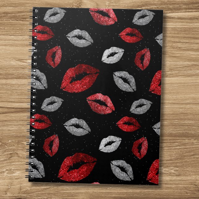 Cuaderno Labios Rojo de San Valentín con Brillo Plateado en (Subido por el creador)