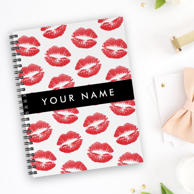 Cuaderno Labios rojos, besos, pintalabios, tu nombre, perso (Subido por el creador)