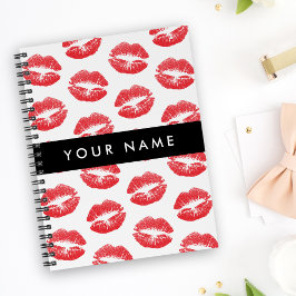 Cuaderno Labios rojos, besos, pintalabios, tu nombre, perso