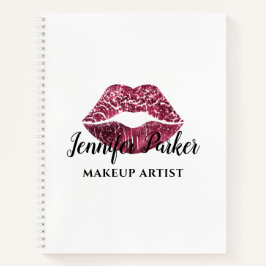 Cuaderno Labios Rojos Elegantes Maquilladora Negra 