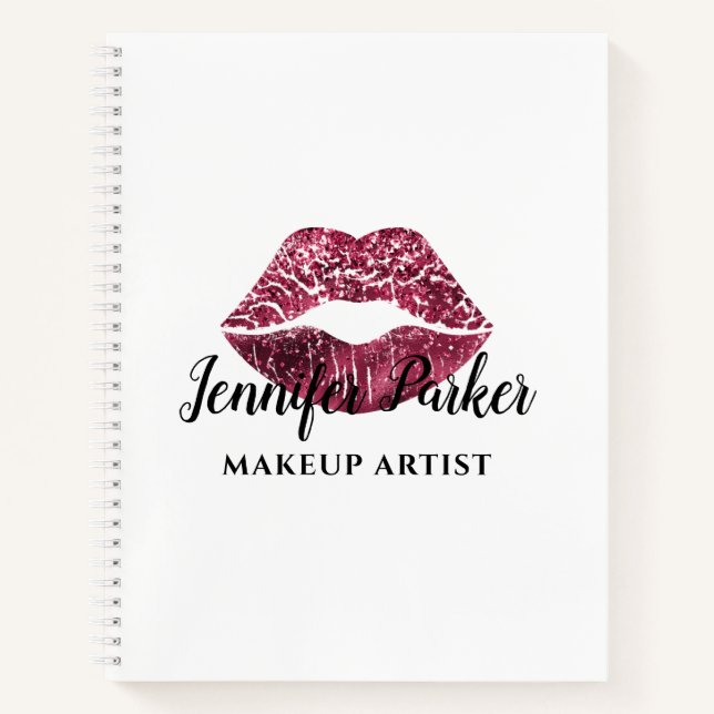 Cuaderno Labios Rojos Elegantes Maquilladora Negra  (Anverso)