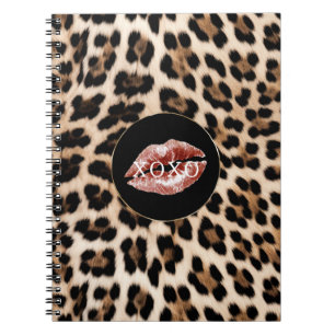 Cuaderno Labios Rojos Estampado de Leopardo XOXO