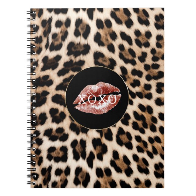 Cuaderno Labios Rojos Estampado de Leopardo XOXO (Frente)