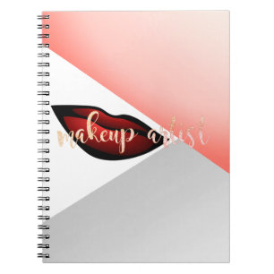 Cuaderno Labios rojos geométricos femeninos, Maquillador