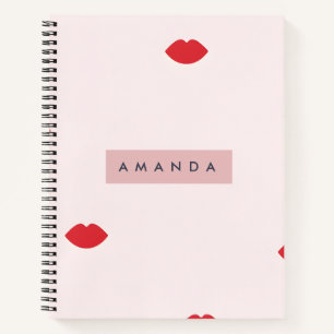 Cuaderno Labios Rojos Juguetones Personalizados sobre Rubor