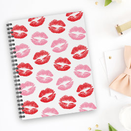 Cuaderno Labios Rojos y Rosados, Patrón de Labios, Lápiz La