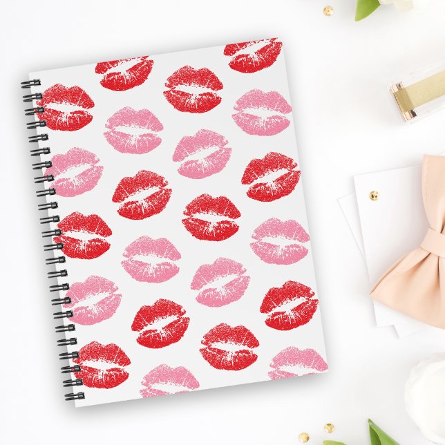 Cuaderno Labios Rojos y Rosados, Patrón de Labios, Lápiz La (Subido por el creador)