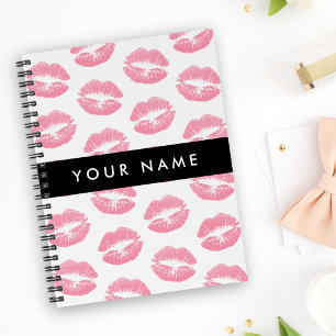 Cuaderno Labios rosados, besos, pintalabios, tu nombre, per