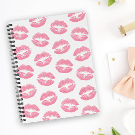 Cuaderno Labios rosados, patrón de labios, lápiz labial ros