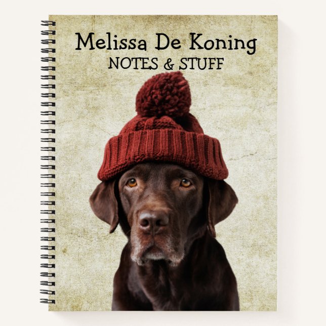 Cuaderno Labrador con un gorra lobo (Anverso)