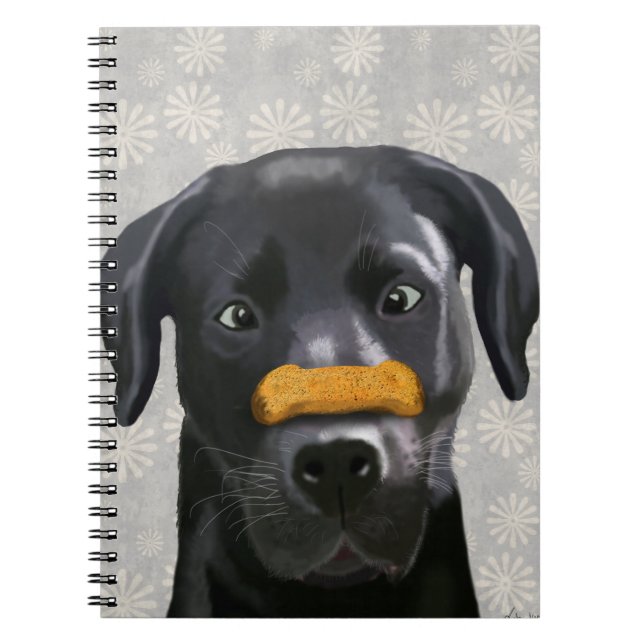Cuaderno Labrador negro con huesos en la nariz 2 (Frente)