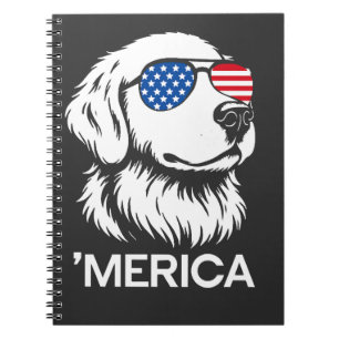 Cuaderno Labrador Patriótico Bandera Americana Cuatro de Ju