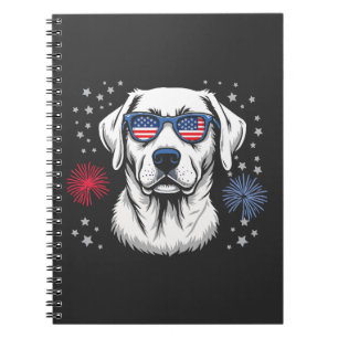 Cuaderno Labrador patriótico con gafas de sol de EE. UU.