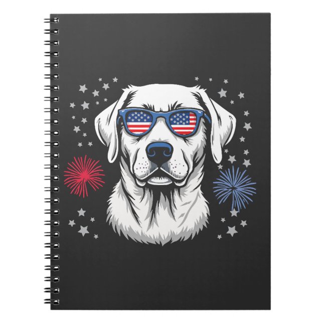 Cuaderno Labrador patriótico con gafas de sol de EE. UU. (Frente)