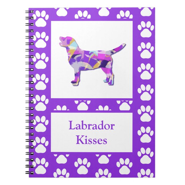 Cuaderno Labrador perro recuperador sihouette paw púrpura P (Frente)