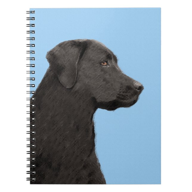 Cuaderno Labrador recuperador pintura negra original de per (Frente)