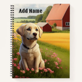 Cuaderno Labrador Retriever en la granja