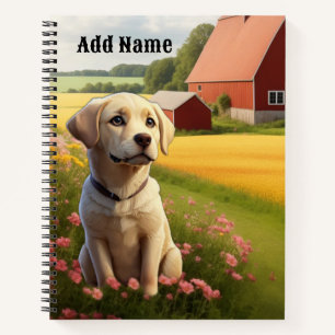 Cuaderno Labrador Retriever en la granja