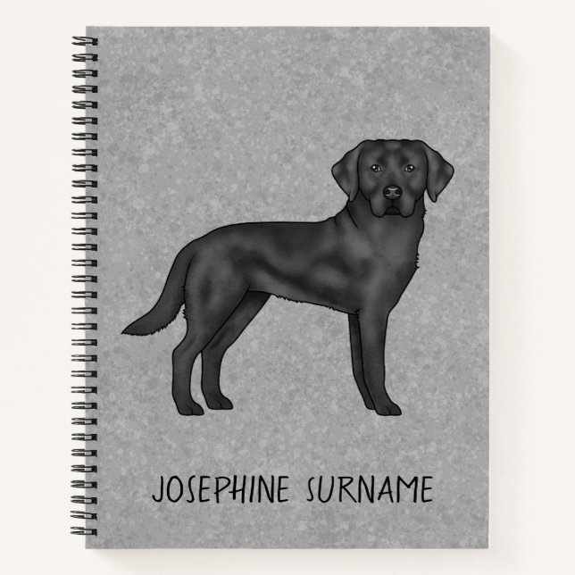 Cuaderno Labrador Retriever negro Lab perro nombre personal (Anverso)