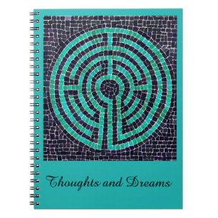 Cuaderno LABYRINTH III 6.5x8.75 portátil + texto turquesa