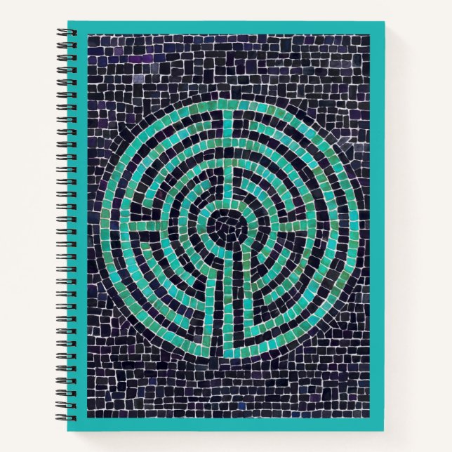 Cuaderno LABYRINTH III 8.5x11 portátil espiral - turquesa (Anverso)