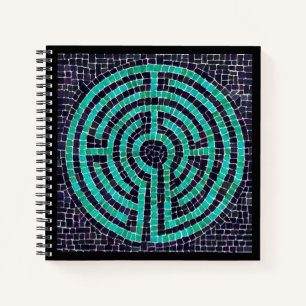 Cuaderno LABYRINTH III 8.5x8.5 Portátil espiral - Negro
