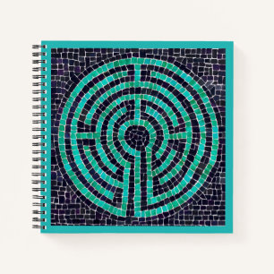 Cuaderno LABYRINTH III 8.5x8.5 Portátil espiral - Turquesa