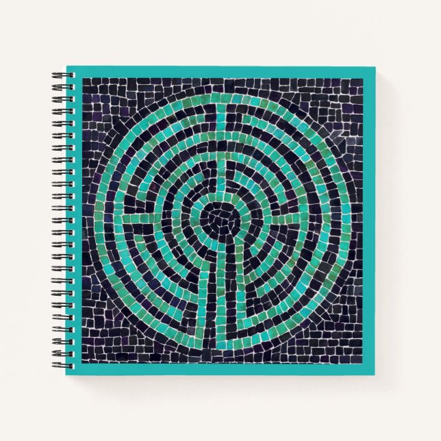 Cuaderno LABYRINTH III 8.5x8.5 Portátil espiral - Turquesa (Anverso)