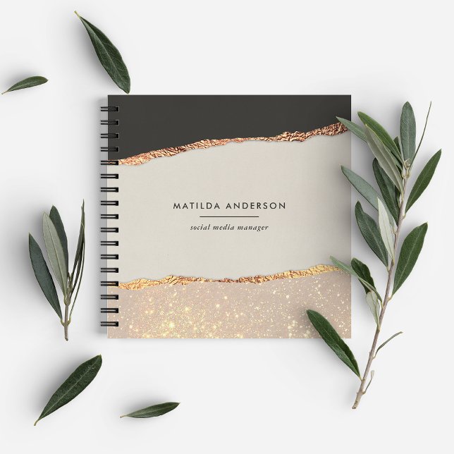 Cuaderno Laca Negra Personalizada con Brillo Dorado de Hoja (Subido por el creador)