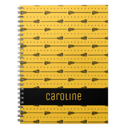 Cuaderno Lacrosse Amarillo Pegamento negro y líneas puntead