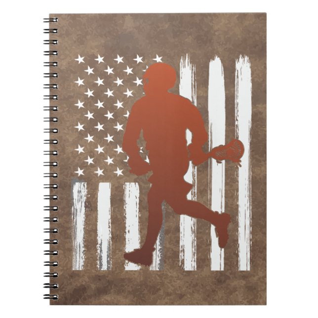 Cuaderno Lacrosse de la bandera de Estados Unidos (Frente)