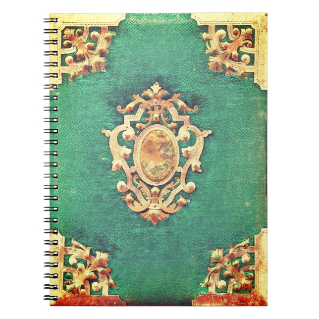 Cuaderno Ladrón de libros antiguos y victoriano verde y ele (Frente)