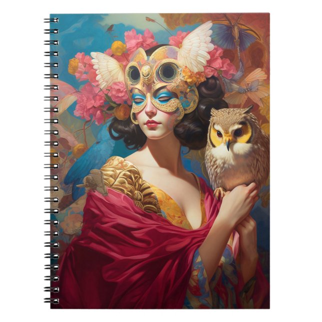Cuaderno Lady con arte de fantasía de búho (Frente)